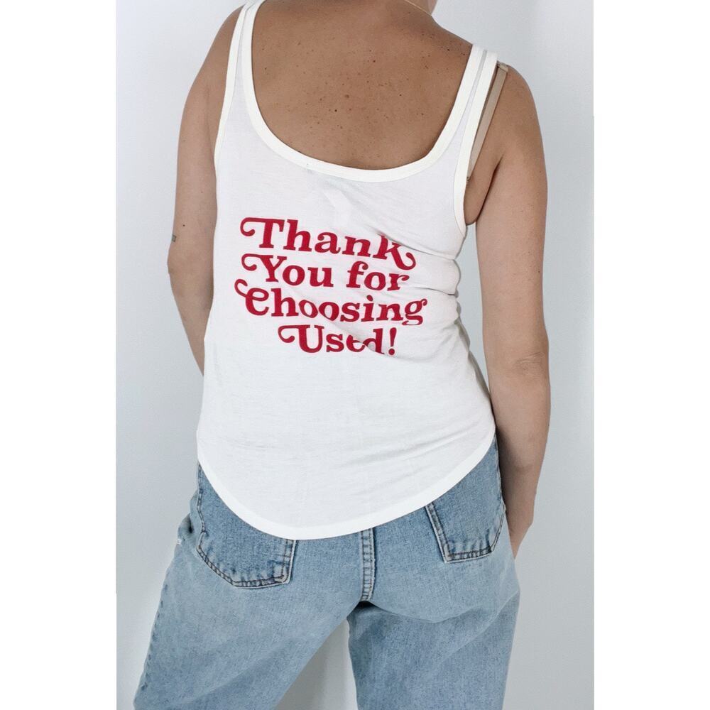 Forever 21 Thank You For Choosing Used Cream Tank Top Size Small